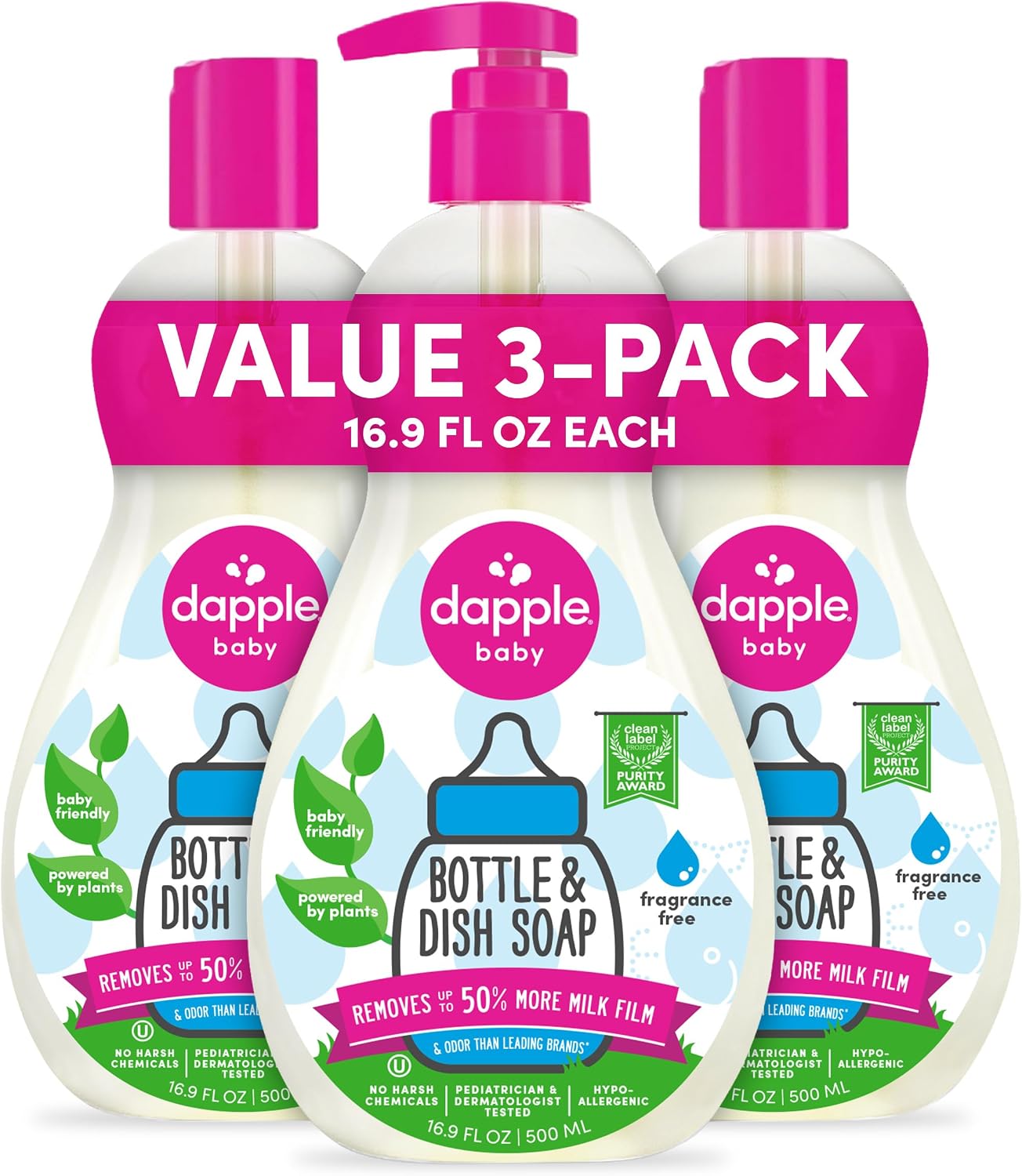 Baby Bottle & Dish Soap Fragrance-Free 3-Pack